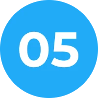 Blue background, white number five